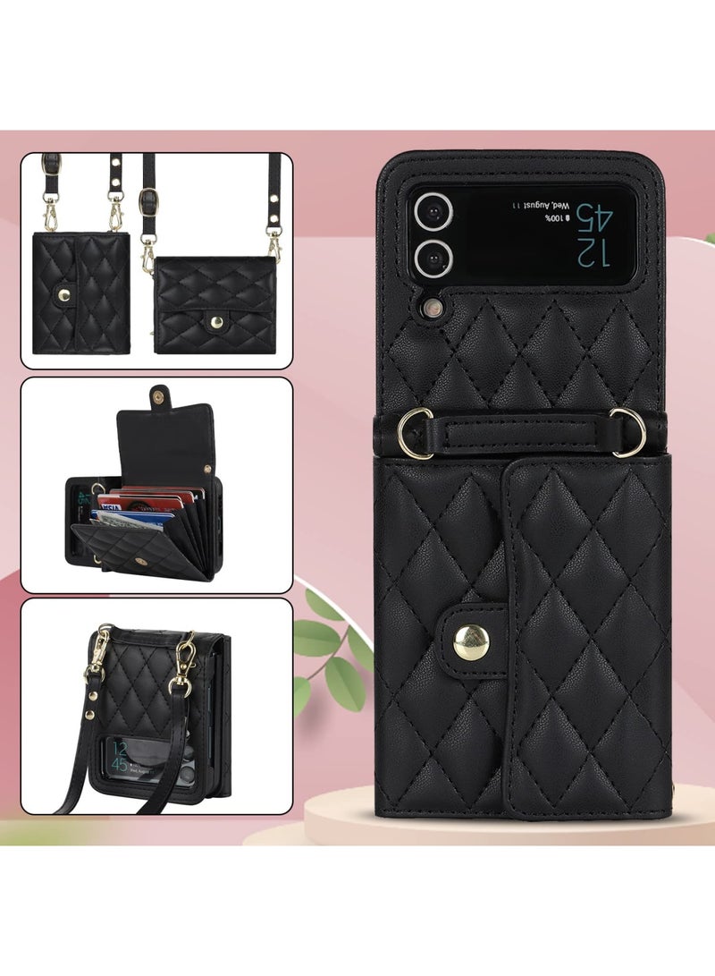 سيوسي Wallet Case for Galaxy Z Flip 5 with Card Holder, Crossbody Wallet Leather Handbag, RFID Blocking Detachable Lanyard Magnetic Flip Case, Compatible with Samsung Galaxy Z Flip 5 5G(Black) - Image 5