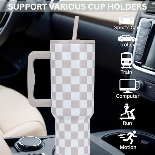 CYNVEXA Tumbler with lid and Straw 1200ML Cup Stainless Steel Vacuum Insulated Tumbler for Water, Iced Tea or Coffee 1.2L Office Gym Travelling (40-Oz-Skin Checks) - Image 4