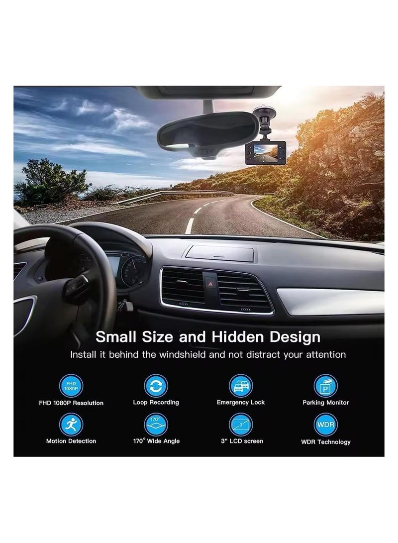 Full HD 1080P Car Camera Front Loop Recording Car Camera Motion Detection Night Vision 140 Degree Viewing Angle, With or Without Card