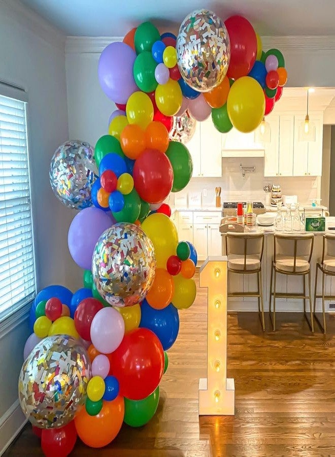 Biapian Red Yellow Blue Balloons, Rainbow Assorted Latex Balloons, 12inch Matte Blue Yellow Red Green Latex Balloons Colourful Confetti Star Balloons For Birthday Festival Carnival Circus Game Party Decor - Image 4