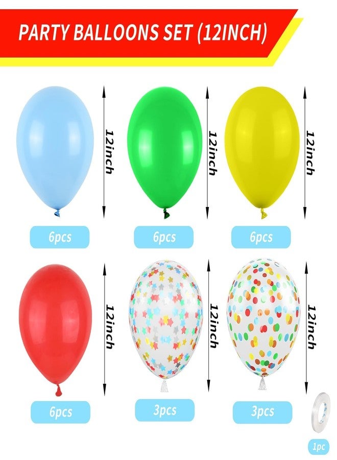 Biapian Red Yellow Blue Balloons, Rainbow Assorted Latex Balloons, 12inch Matte Blue Yellow Red Green Latex Balloons Colourful Confetti Star Balloons For Birthday Festival Carnival Circus Game Party Decor - Image 3