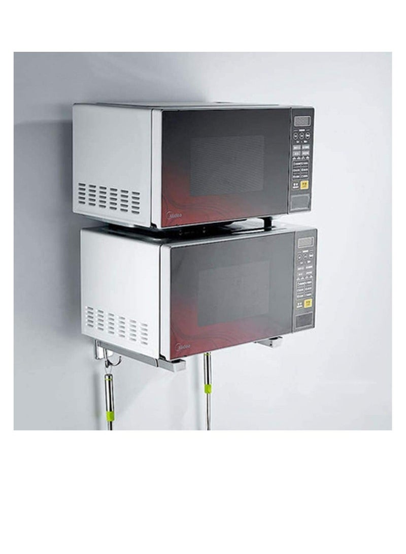 Microwave Oven Wall Mount Bracket 304 Stainless Steel Shelf Holder Foldable Stretch Rack for Stand Removable Hook  - Image 3