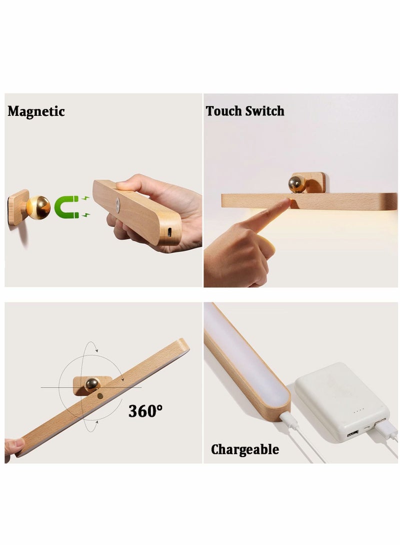 SYOSI LED Wooden Wall Lamp 360° Rotatable Magnetic Light  - Image 5