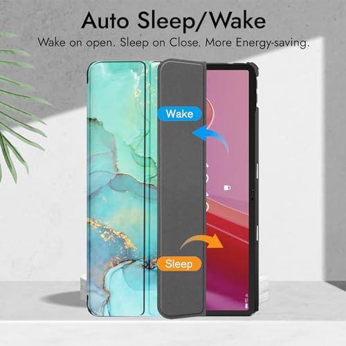 Robustrion Cover for Lenovo Tab M11 Cover Case, Trifold Flip Cover for Lenovo Tab M11 Tablet 11 inch [ Auto Sleep Wake Support] - Marble Green - Image 3
