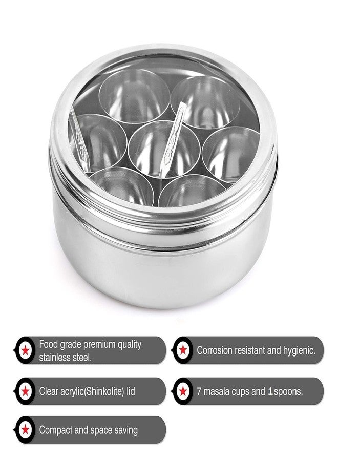 Limpus Stainless Steel Masala Box for Kitchen, Stylish Spice Box & Durable Spice Storage Solution, Masala Box with 7 Containers with 1 Spoon, Spice Container for Kitchen Organizer, (1.5Ltr) - Image 5