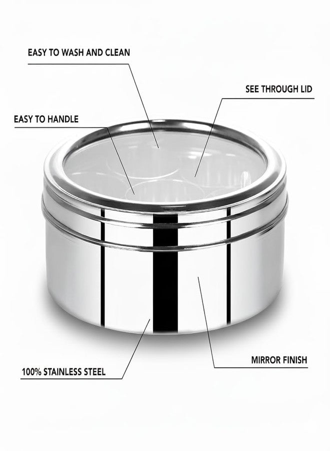 Limpus Stainless Steel Masala Box for Kitchen, Stylish Spice Box & Durable Spice Storage Solution, Masala Box with 7 Containers with 1 Spoon, Spice Container for Kitchen Organizer, (1.5Ltr) - Image 2