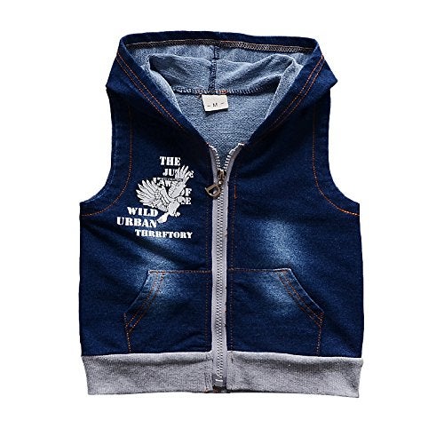 Yao 9M-5T Spring Autumn Baby Boys 3pcs Clothing Set Cotton Shirt Jeans Denim Vest(9-12months,Red) - Image 3