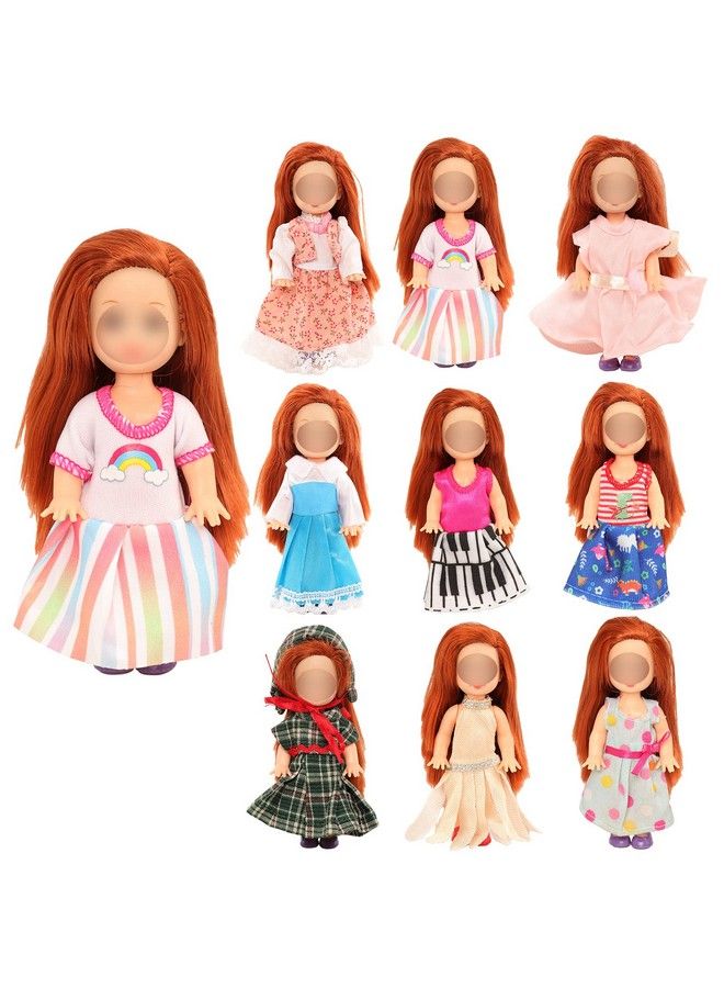 Barwa 6 قطع ملابس دمى مقاس 4 بوصات فساتين عصرية تناسب دمية مقاس 4 بوصات دمية مقاس 5 بوصات - Image 3