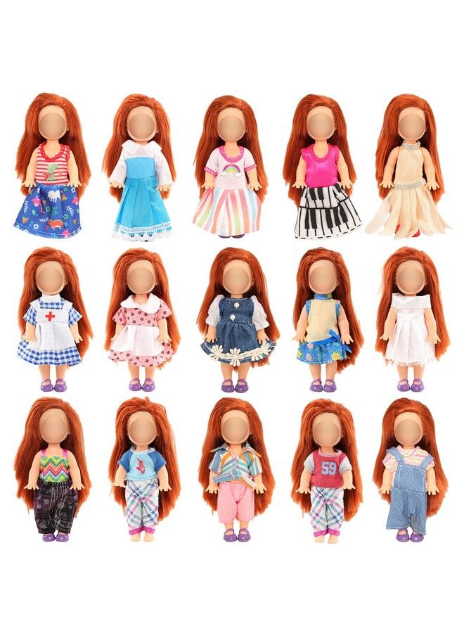 Barwa 6 قطع ملابس دمى مقاس 4 بوصات فساتين عصرية تناسب دمية مقاس 4 بوصات دمية مقاس 5 بوصات - Image 2