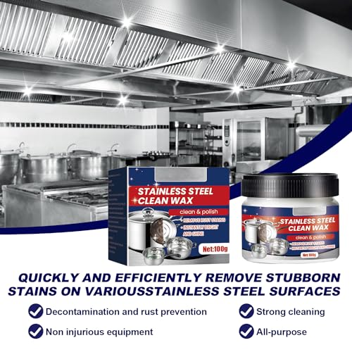 AUJ 2PCS Stainless Steel Clean Wax, Magical Nano-Technology Stainless Steel Cleaning Paste, Stainless Steel Cleaner and Metal Polish, 3 In 1 Stainless Steel Wax Cleaner for Grease, Oven, Sink - Image 4