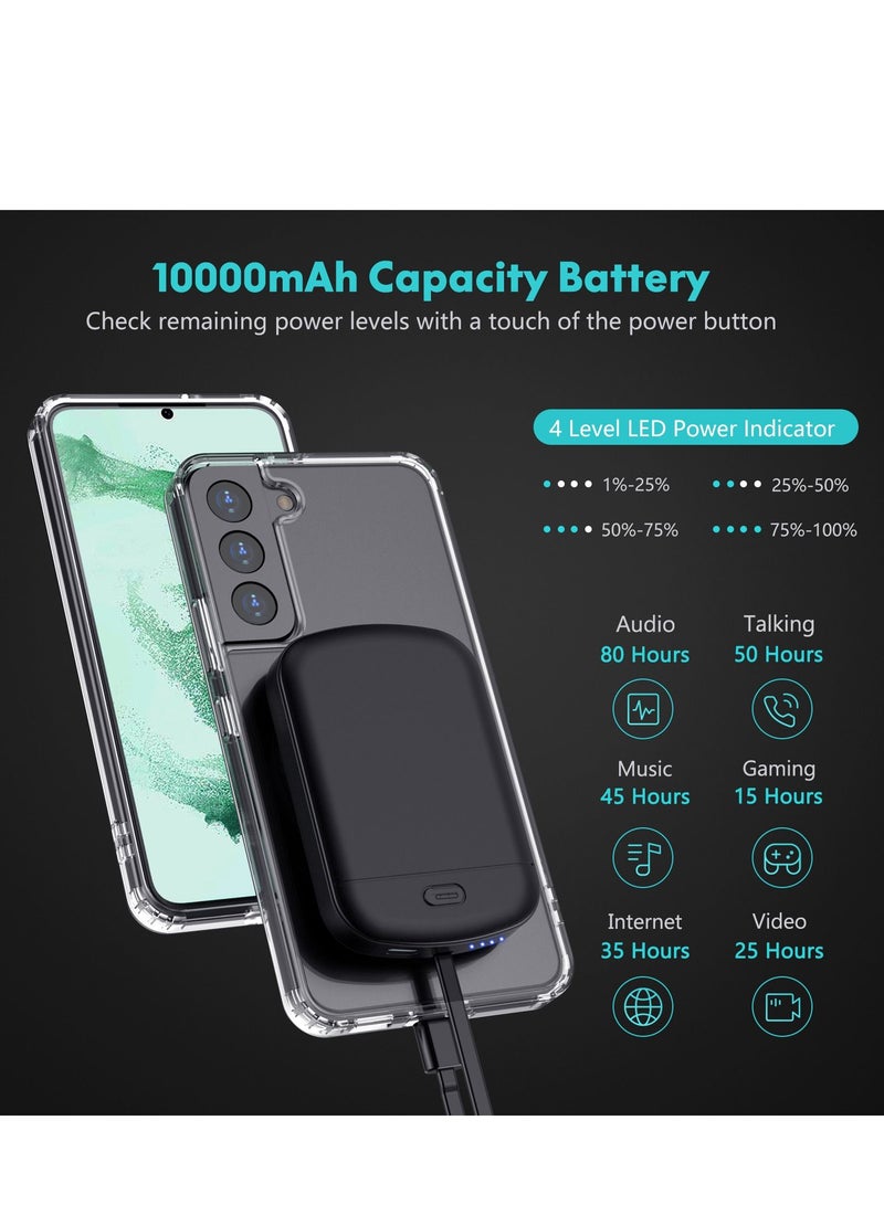 GULFLINK 10000mah Wireless Magnetic Power Bank with Protection Case Cover for Samsung S22 plus Black - Image 2