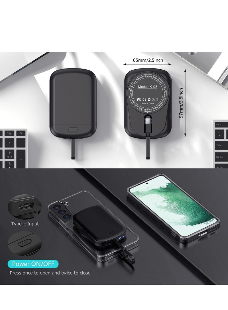 GULFLINK 10000mah Wireless Magnetic Power Bank with Protection Case Cover for Samsung S22 plus Black - Image 4