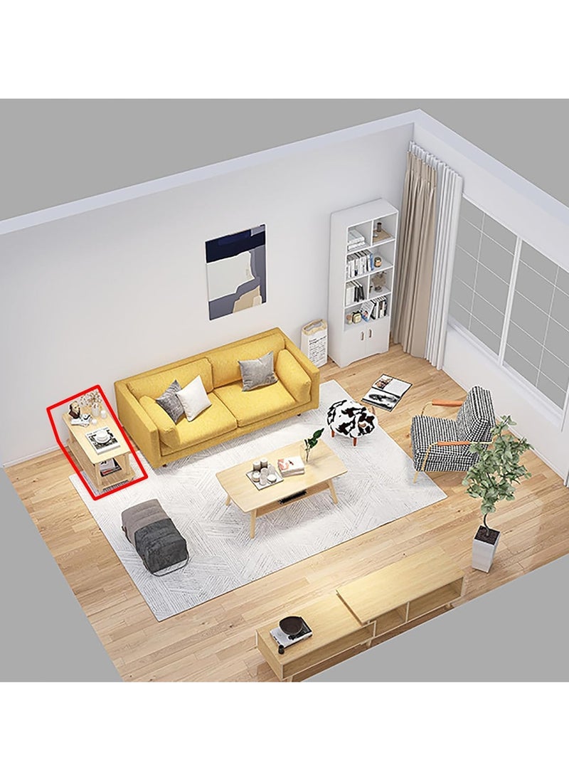 AUTOYSUR - Coffee table,Tea Table,End Table 60x30x53cm,Wood Sofa Table,Modern Minimalist Bedside Table with Storage Shelf,Rounded Corners,Coffee Table for Small Space,Bedroom, Living Room,Balcony (Beige) - Image 1