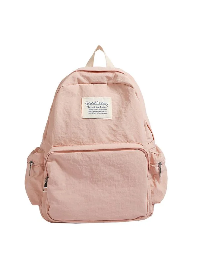 Take Two Light Pink Nylon Casual Backpack with Zip Closure