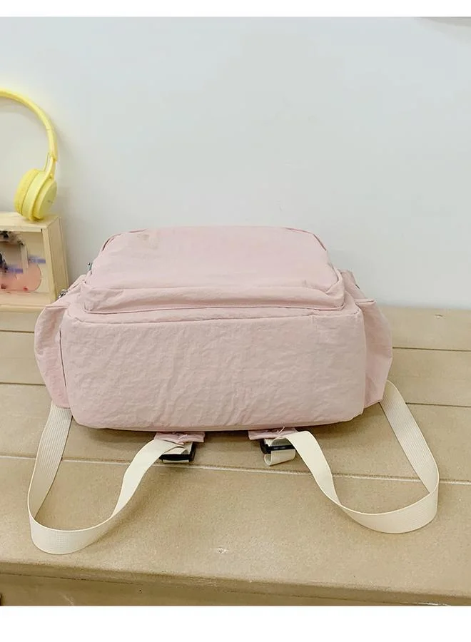 Take Two Light Pink Nylon Casual Backpack with Zip Closure