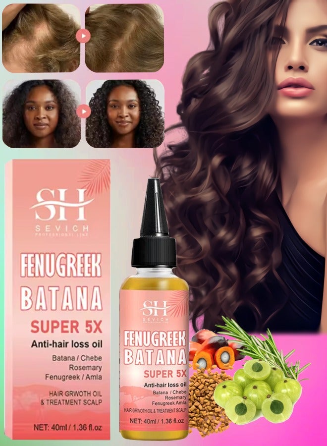 Sevich 5X Rapid Hair Growth Oil with Batana Chebe Rosemary Fenugreek and Amla Oil Hair Growth Oil and Scalp Treatment Super 5 in 1 Oil Anti Hair Loss Oil and Hair Regrowth Scalp Treatment Oils - Image 1