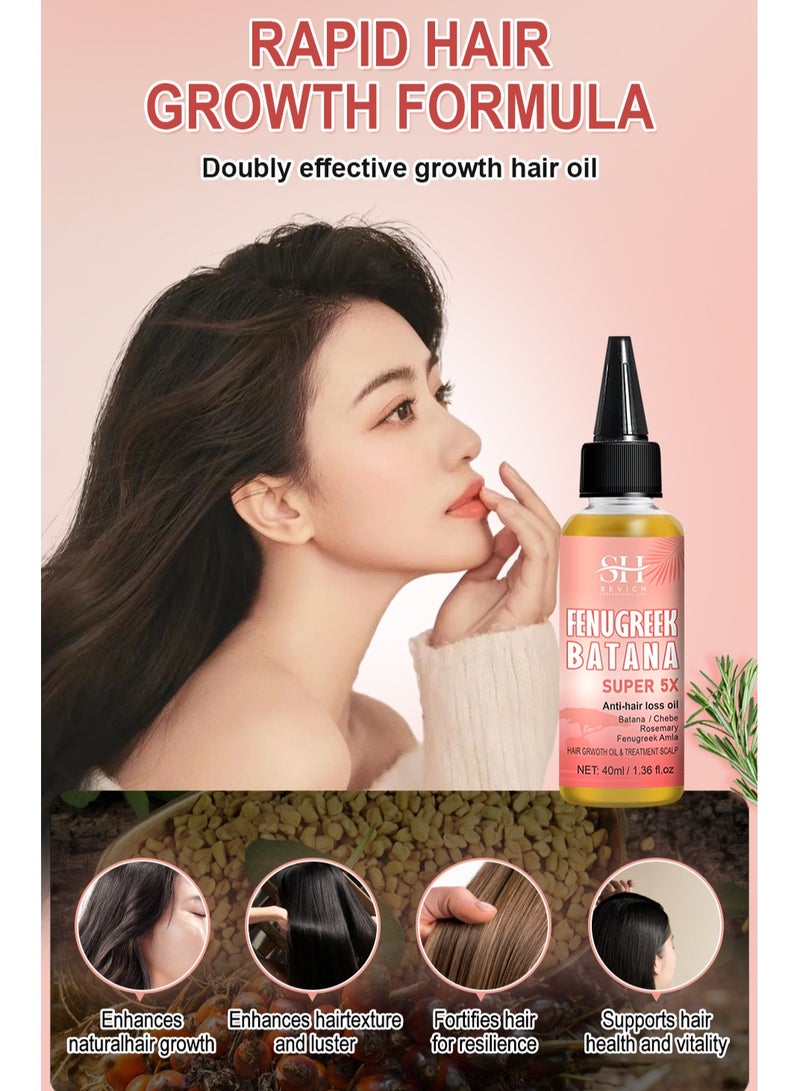 Sevich 5X Rapid Hair Growth Oil with Batana Chebe Rosemary Fenugreek and Amla Oil Hair Growth Oil and Scalp Treatment Super 5 in 1 Oil Anti Hair Loss Oil and Hair Regrowth Scalp Treatment Oils - Image 3