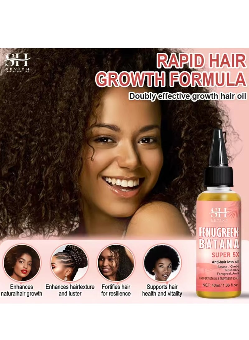 Sevich 5X Rapid Hair Growth Oil with Batana Chebe Rosemary Fenugreek and Amla Oil Hair Growth Oil and Scalp Treatment Super 5 in 1 Oil Anti Hair Loss Oil and Hair Regrowth Scalp Treatment Oils - Image 5