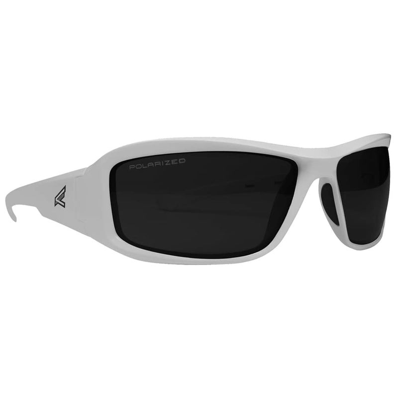 Edge TXB246 Brazeau Polarized Wrap-Around Safety Glasses, Anti-Scratch, Non-Slip, UV 400, Military Grade, ANSI/ISEA & MCEPS Compliant, 5.04" Wide, White Frame/Smoke Lens - Image 1