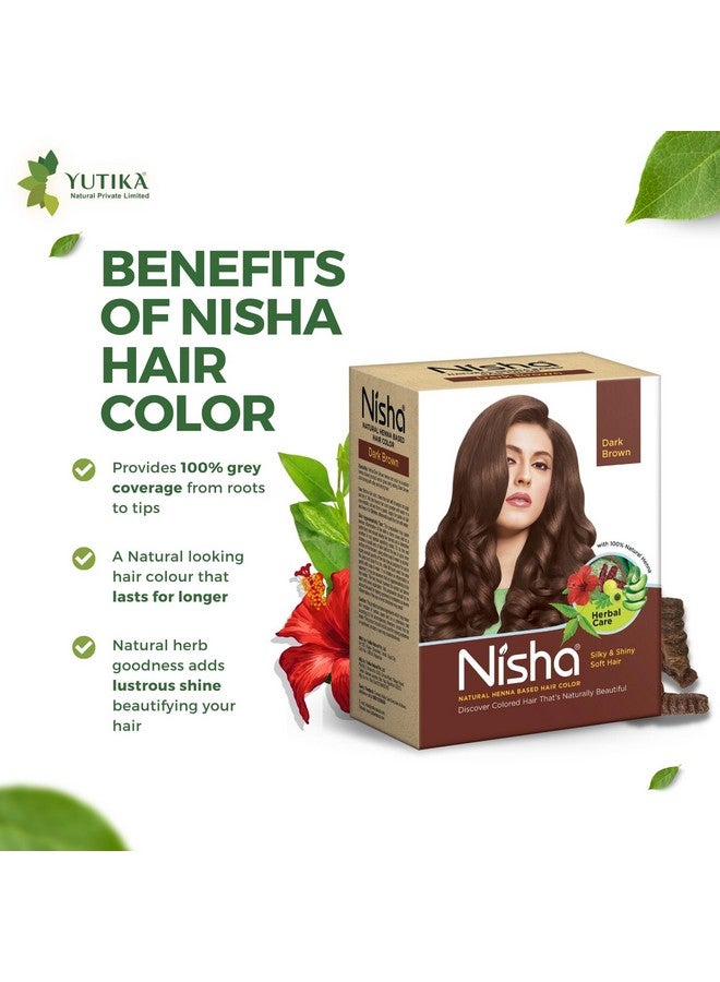 Nisha Henna Based Hair Color Dark Brown 60G Pack Of 2, Henna Powder Hair Color Dye Brown Hair Colour - Image 5