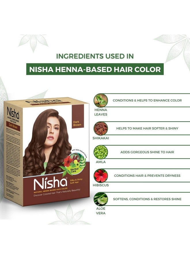 Nisha Henna Based Hair Color Dark Brown 60G Pack Of 2, Henna Powder Hair Color Dye Brown Hair Colour - Image 4