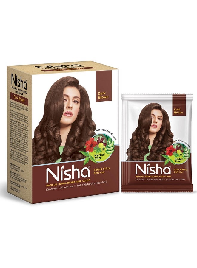 Nisha Henna Based Hair Color Dark Brown 60G Pack Of 2, Henna Powder Hair Color Dye Brown Hair Colour - Image 2
