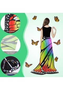 Excefore Butterfly Wings Adult Costumes Fairy Wing Cape Womens Shawl Colorful Nymph Pixie Costume Accessory for Cosplay Dancing, Red  - Image 3