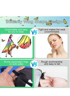 Excefore Butterfly Wings Adult Costumes Fairy Wing Cape Womens Shawl Colorful Nymph Pixie Costume Accessory for Cosplay Dancing, Red  - Image 4