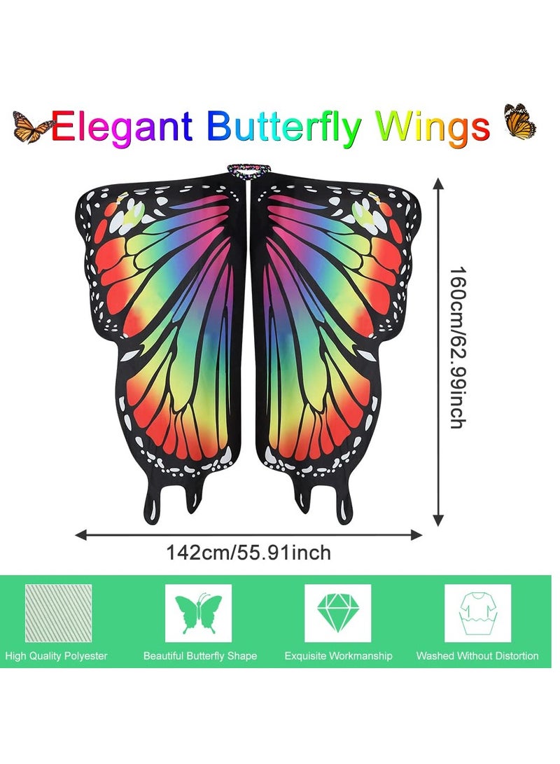 Excefore Butterfly Wings Adult Costumes Fairy Wing Cape Womens Shawl Colorful Nymph Pixie Costume Accessory for Cosplay Dancing, Red - Image 5