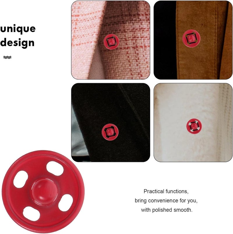 WRITWAA 50pcs Metal Clothes Snap Fasteners Button Snaps Red 20l (12.5mm) Multi-Functional Invisible Sewing Fasteners for Shirts Coats Trench Crafts - Image 3