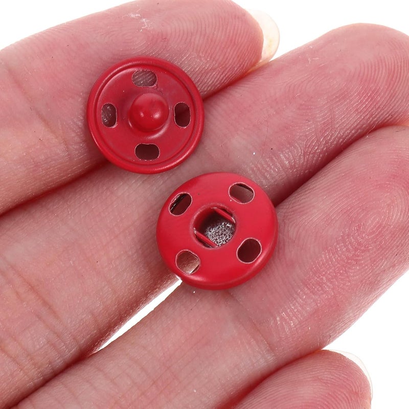 WRITWAA 50pcs Metal Clothes Snap Fasteners Button Snaps Red 20l (12.5mm) Multi-Functional Invisible Sewing Fasteners for Shirts Coats Trench Crafts - Image 4