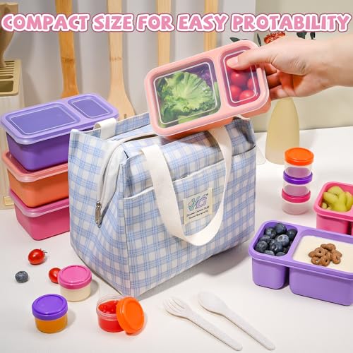 Hiitytin 3 Pack Snackle Box Container for Meal Prep, 2 Compartment Small Reusable Lunchable Toddlers Snack Pack Box Containers with Lids for Kids Adults Leakproof (3 PCS) - Image 4