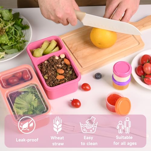 Hiitytin 3 Pack Snackle Box Container for Meal Prep, 2 Compartment Small Reusable Lunchable Toddlers Snack Pack Box Containers with Lids for Kids Adults Leakproof (3 PCS) - Image 5