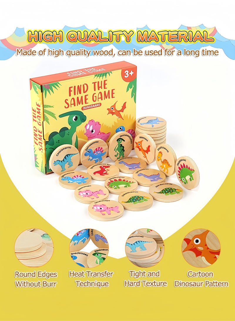 Peachjoy Memory Matching Game for Kids, 24Pcs Animal Matching Cards, Educational Memory Matching Game for Preschool 4 5 6 Years Old -Dinosaur - Image 4