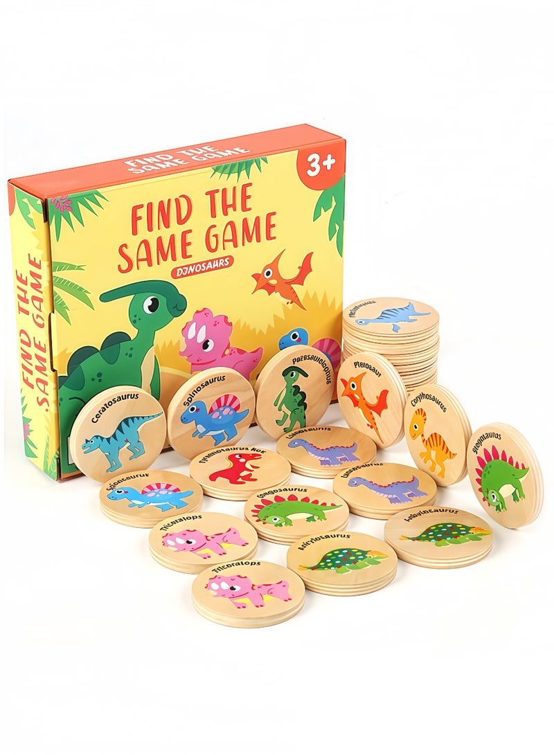 Peachjoy Memory Matching Game for Kids, 24Pcs Animal Matching Cards, Educational Memory Matching Game for Preschool 4 5 6 Years Old -Dinosaur - Image 1