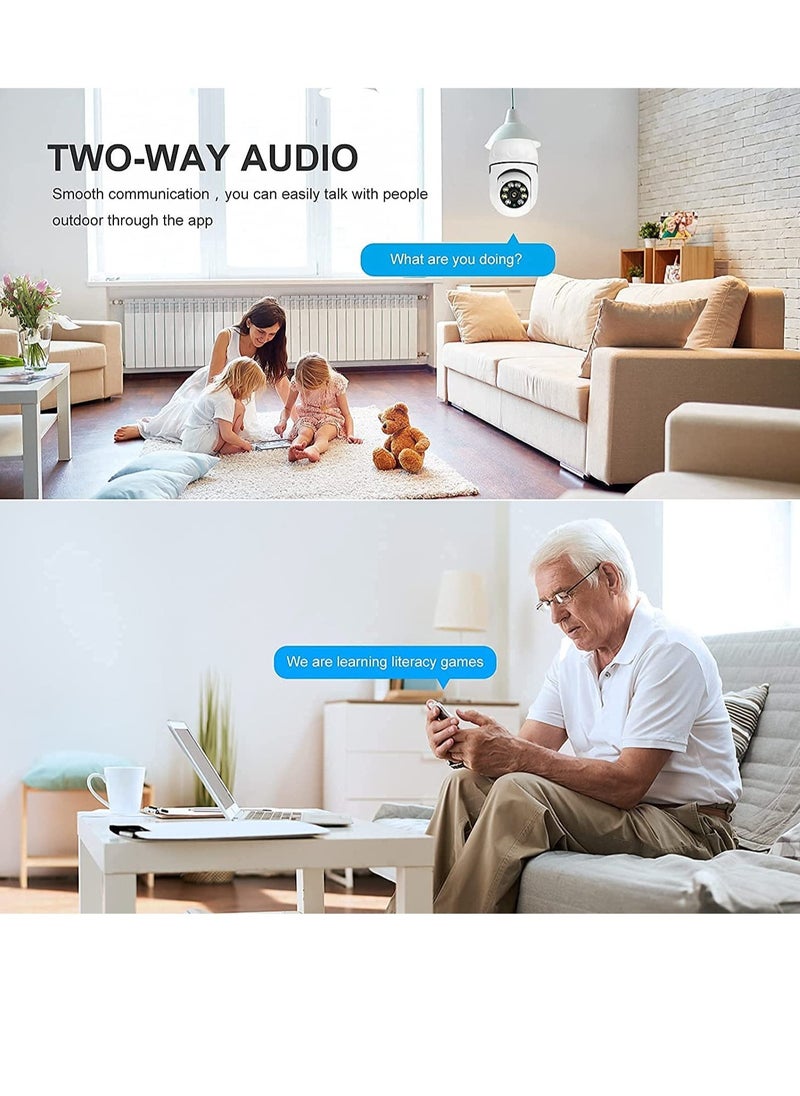 E27 Bulb 1080P 2.4GHz WiFi 360 Degree Panoramic Night Vision 2-Way Audio, Smart Motion Detection and Alarm Surveillance Cameras