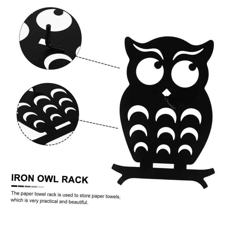 Wall Mounted Iron Paper Towel Holder Decorative Owl Design Kitchen Bathroom Storage Rack - Image 3