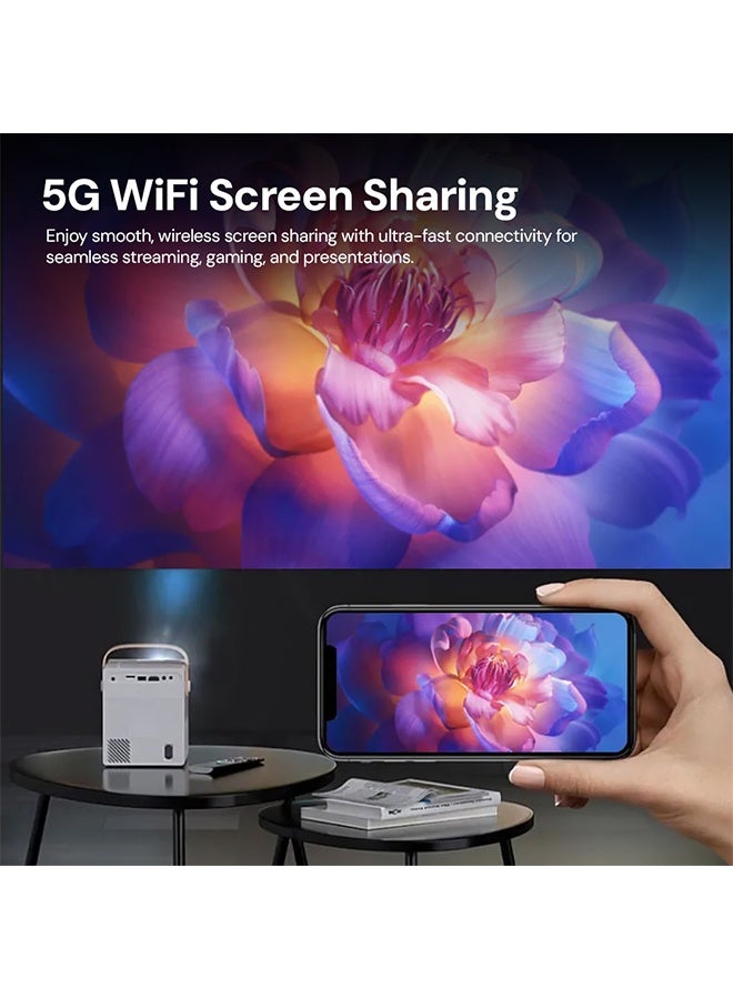 HD Portable Android Projector |120 ANSI Lumens 180" Display 4k Supported Projector with 5G WiFi & Bluetooth, Android 9.0 Home Theater Video Projector - Image 5