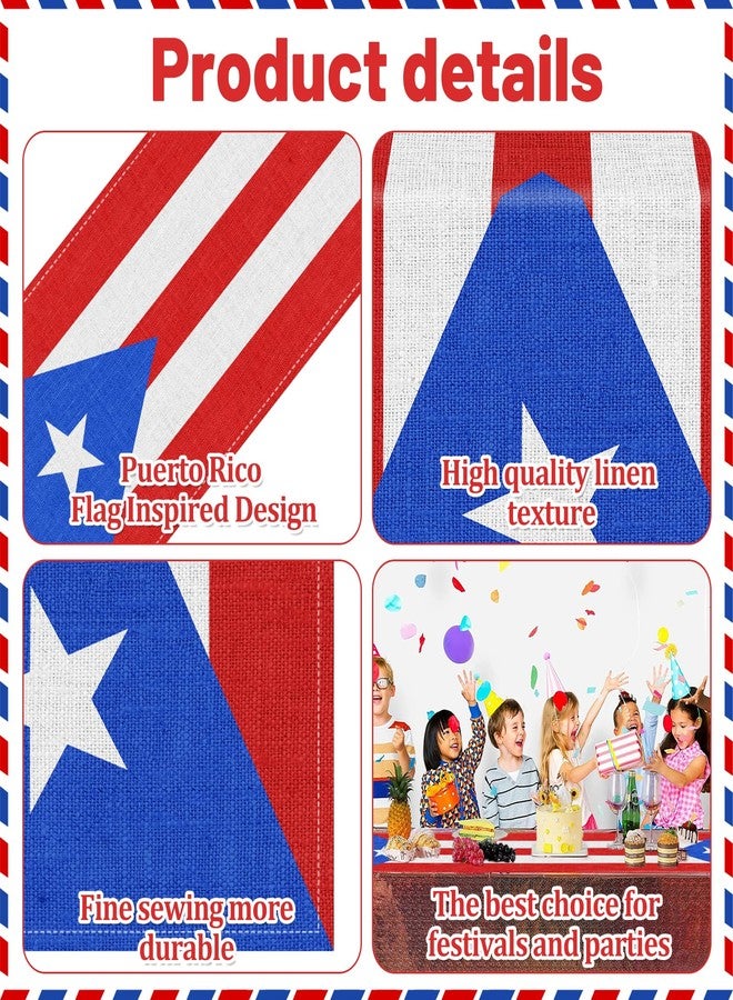 Geodurn 72 x 13 Inches Puerto Rico Flag Table Runner, Red White Blue Striped Table Runner with White Star Design for Puerto Rican National Day, Heritage Celebrations, Festivals, Patriotic Party Decorations - Image 3