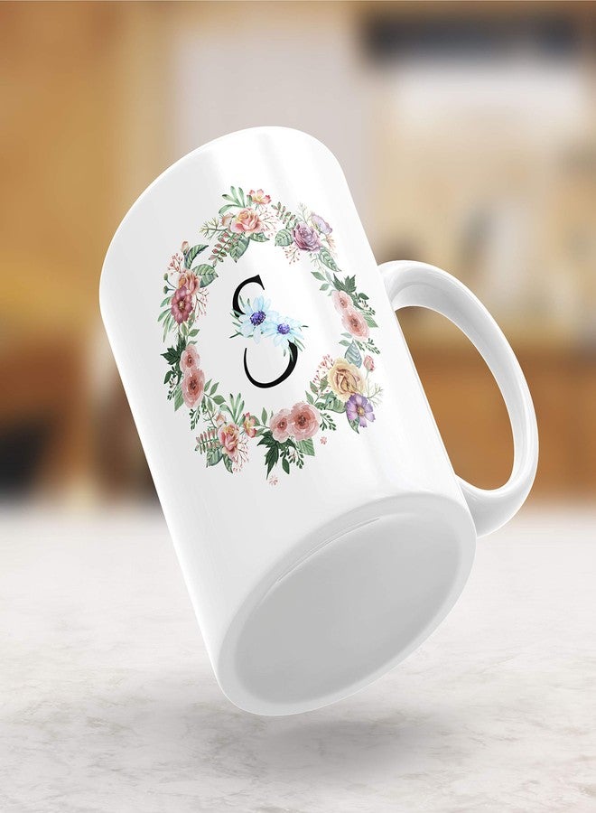 Gift Arcadia Ceramic Alphabet S Letter Flower Coffee Mug - 1 Piece, White, 330ml (A154) - Image 3