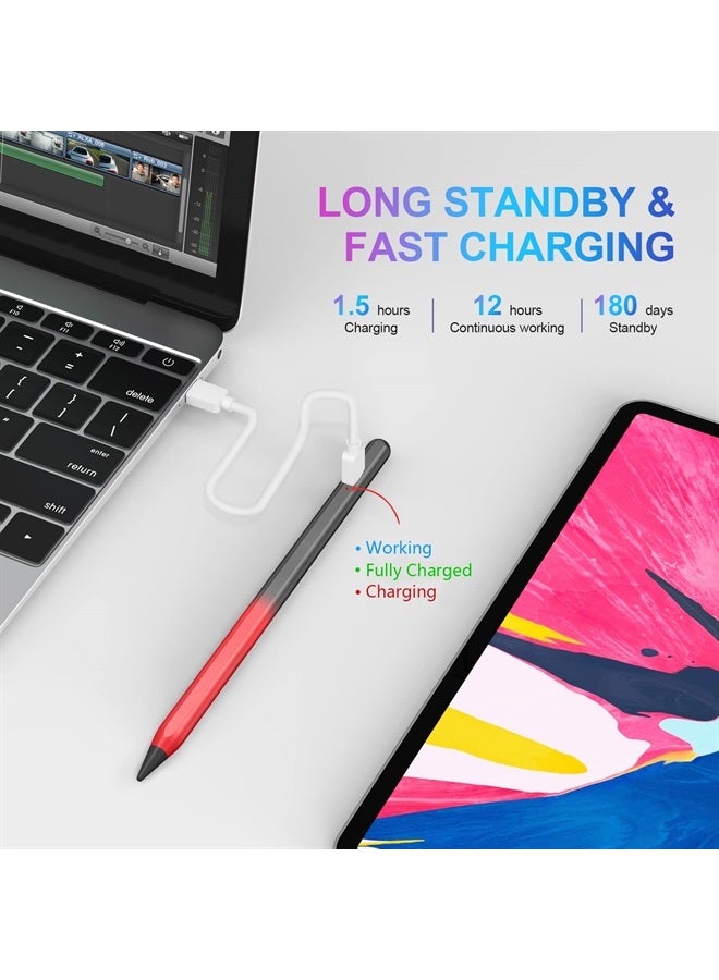 COO Stylus Pen for iPad 2018-2022 with Palm Rejection, Active Pencil for Apple iPad 10th/9th/8th/7th Generation, iPad Pro 11/12.9 inch, iPad Air 5th/4th/3th Gen, iPad Mini 6th/5th Gen (Black and Red) - Image 2