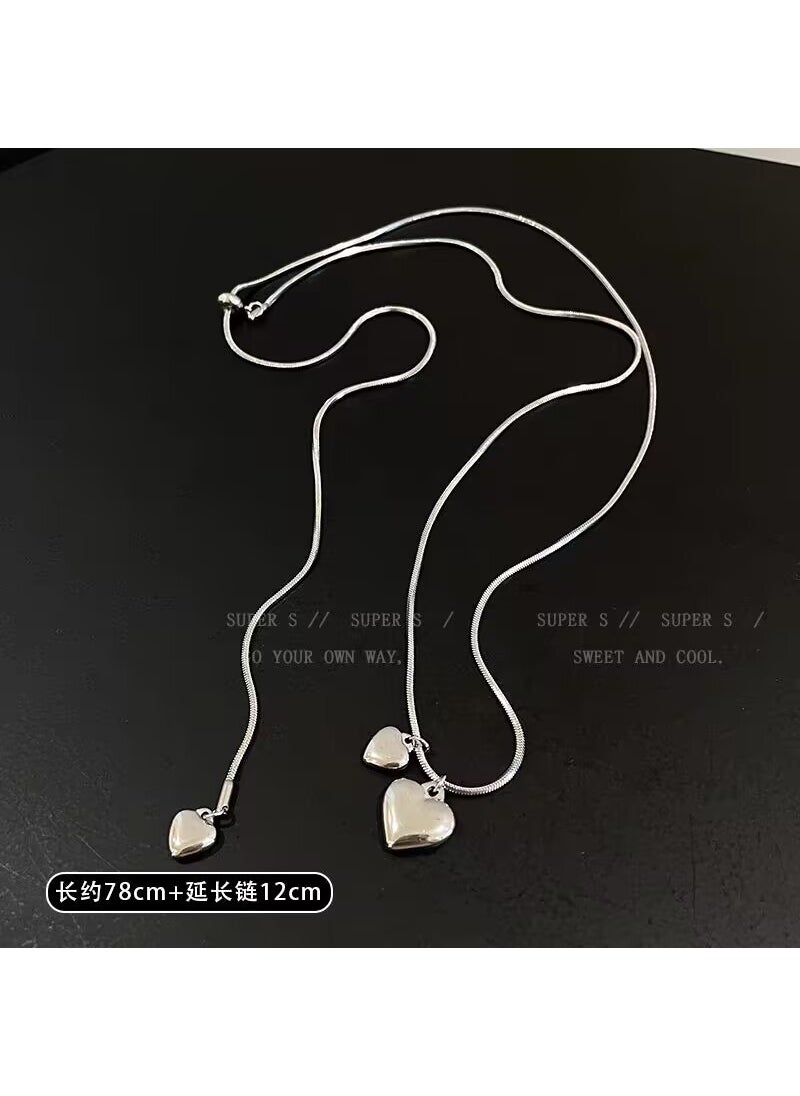 Generic - Chic Long Sweater Necklace Pendant Women 2024 Pull-out love necklace - Image 1