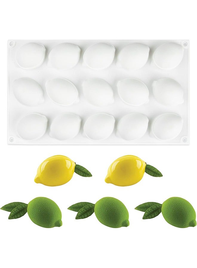 Lemon Shape Silicone Molds Mousse Cake Mold Cakes Non-Stick 3D Baking Pan Dessert Cheesecake Bakeware Mould For DIY Pastry Candy Chocolate Jelly Fondant Candy Cupcake Soap Candle, 15-Cavity - Image 1