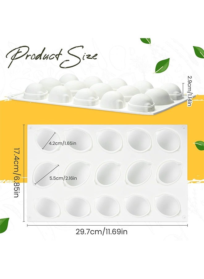 Lemon Shape Silicone Molds Mousse Cake Mold Cakes Non-Stick 3D Baking Pan Dessert Cheesecake Bakeware Mould For DIY Pastry Candy Chocolate Jelly Fondant Candy Cupcake Soap Candle, 15-Cavity - Image 2
