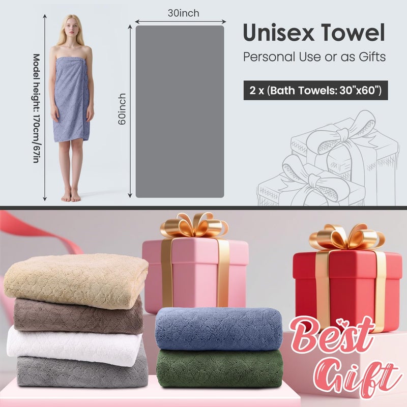 JML Microfiber Bath Towels, Ultra Soft, Super Absorbent, Fast Drying, No Fading, Large Body Towel Set for Shower, Gym, Suana, Sport, Travel, Fitness, SPA,Yoga (Coral Fleece Blue, 30 in x 60 in) - Image 3