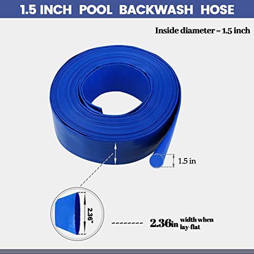 Eastrans 1 1/2 IN x 100 FT Pool Backwash Hose, Heavy Duty Flat Discharge Hose, Weather and Burst Resistant, Best Pool Hoses for Inground Pools, Pool Filter Hose & Pool Drain Hose - Image 3