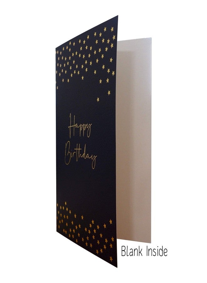 CHRIZ.Z Birthday Card - Single Happy Birthday Greeting Card with Gold Foil Stars and Lettering on Textured Dark Blue Paper with Kraft Envelope - 5" x 7" - Blank Inside - Image 4