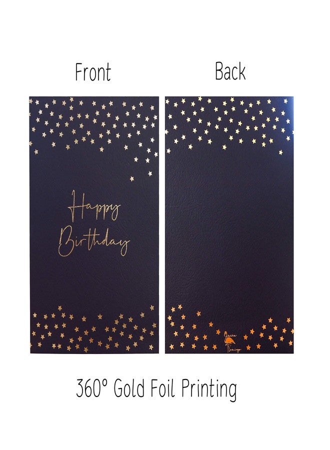 CHRIZ.Z Birthday Card - Single Happy Birthday Greeting Card with Gold Foil Stars and Lettering on Textured Dark Blue Paper with Kraft Envelope - 5" x 7" - Blank Inside - Image 3