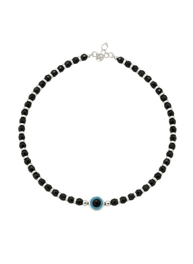 DARSHRAJ 925 Sterling Silver Handmade Crystal Nazariya Anklet For Girls|Women (Single Pic Of Anklet) (Sky Blue Evil Eye Ank) - Image 1