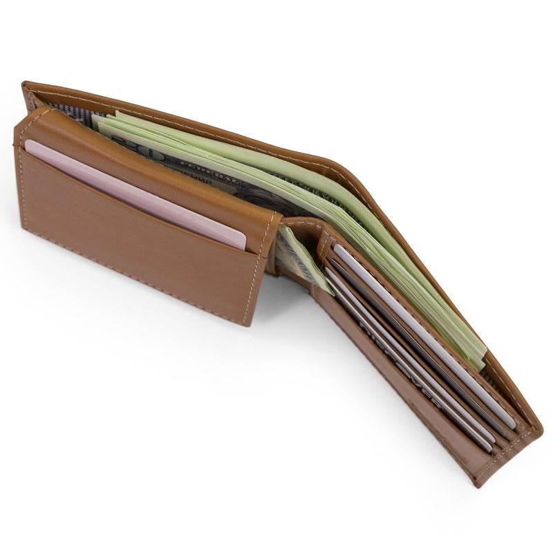 Timberland Men's Leather Wallet With Attached Flip Pocket, Tan (Cloudy), One Size - Image 3